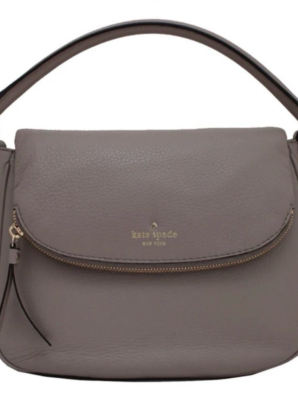 kate spade gray taupe pebbled leather shoulder bag
